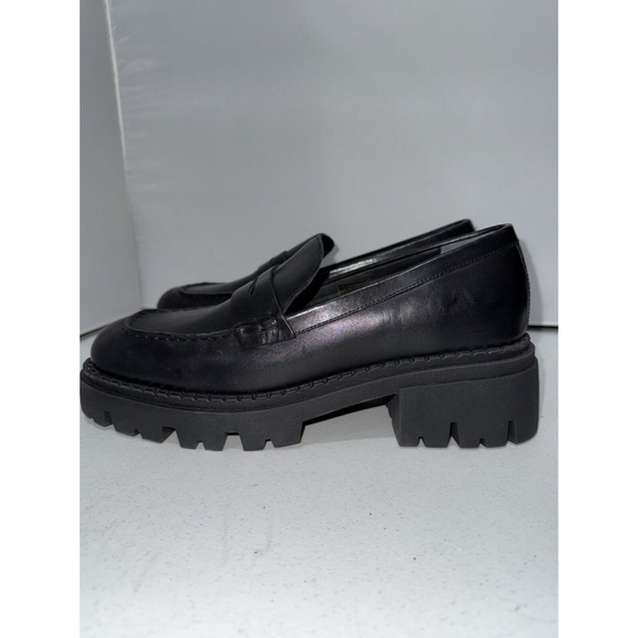 Free People Women's Lyra Lug Sole Black Leather Loafers Sz 11 - Picture 3 of 16